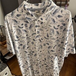 PUMA Men's Golf Performance Casual White and Navy Patterned Shirt